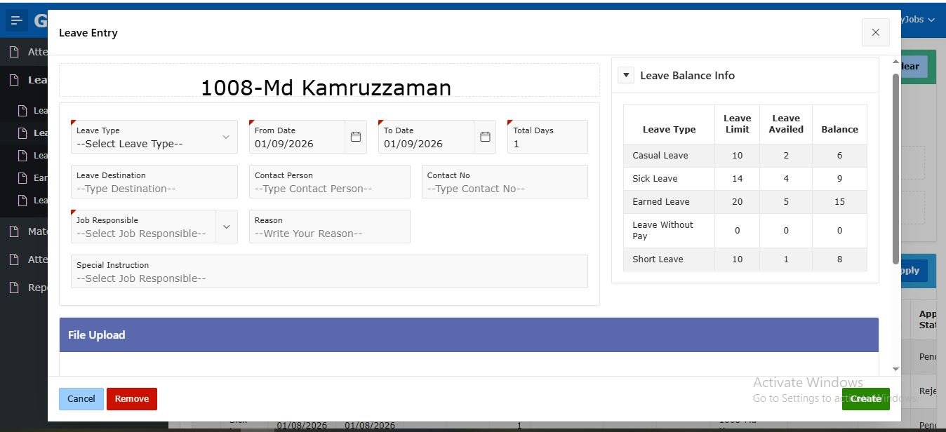 Leave Management Feature