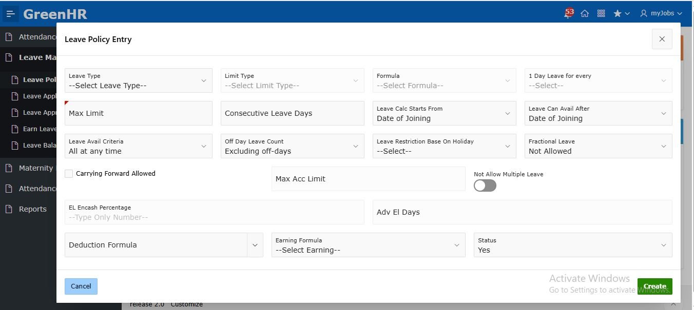 Leave Management Feature